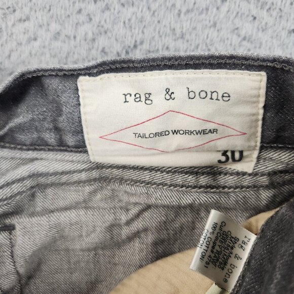 Rag & Bone Jeans Men's 30 Gray Denim Slim Straight Rb15x Tailored Workwear - Picture 9 of 11